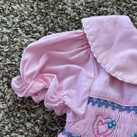 Vintage Allison Ann Baby Girl Embroidered Pink Hear Shortsleeve Romper 18M - Picture 6 of 11